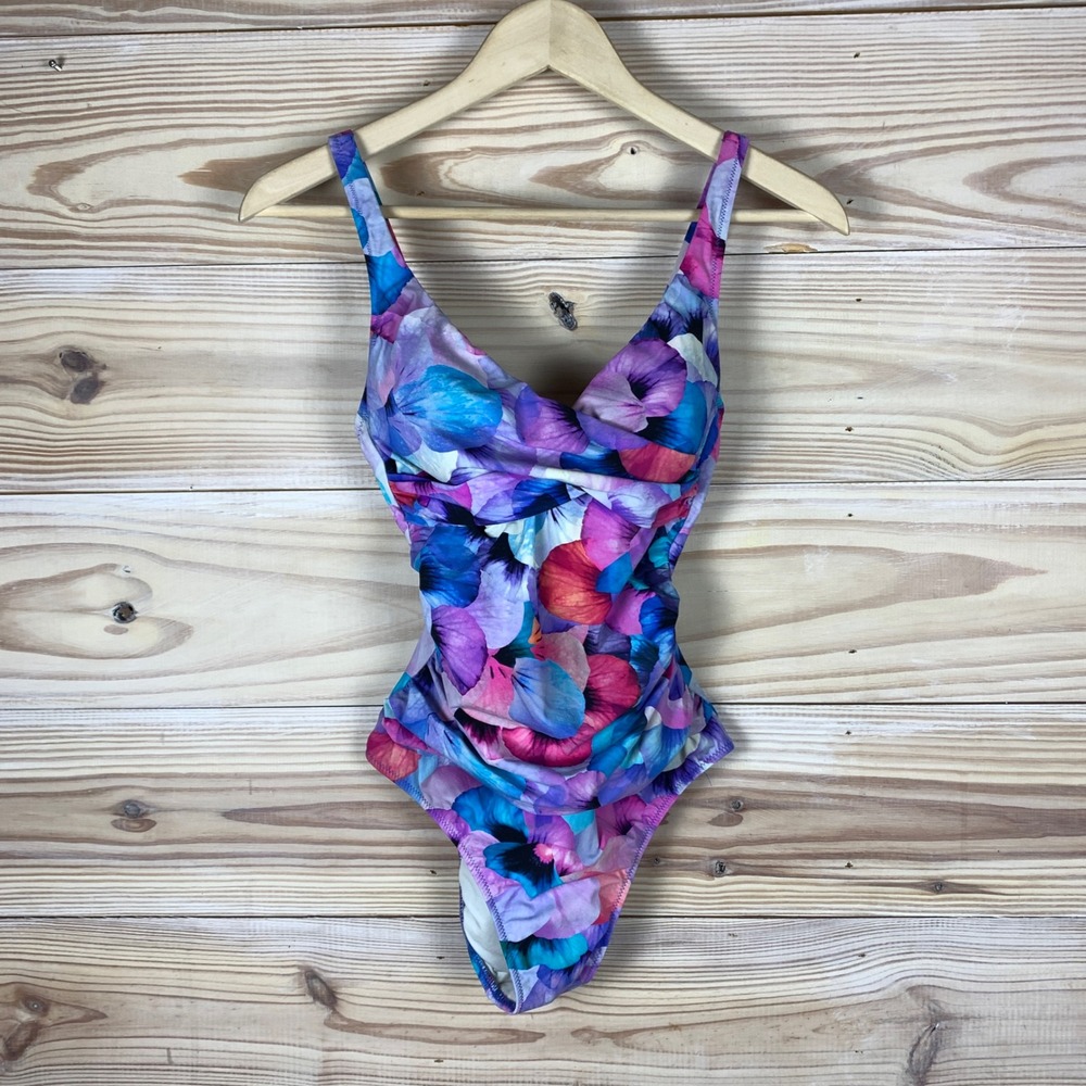 Profile by Gottex One Piece Swimsuit Womens 6 Multi Petals Floral Ruched